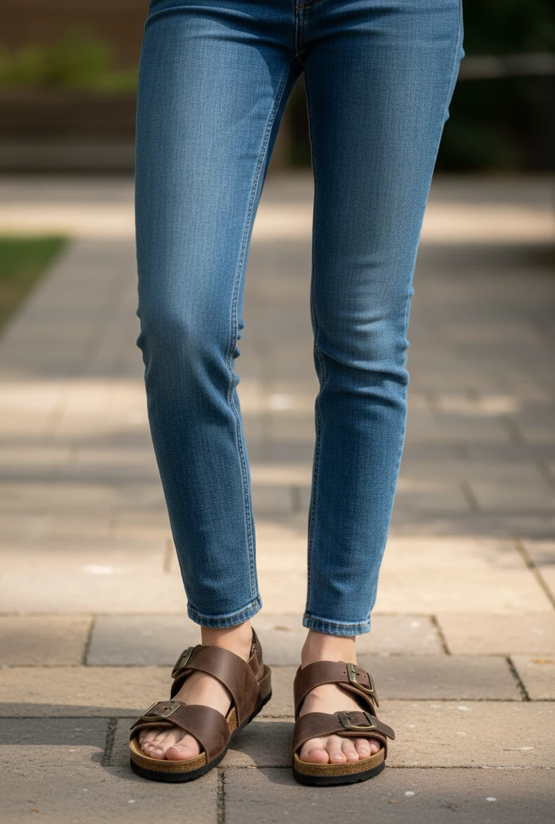 Sand.tira hebillas Autenti mod. 10888 de Piel en marron