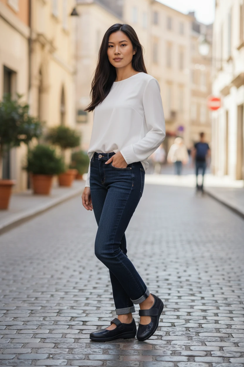 Mercedita confort Calzados Reno mod. 43625 de Licra en negro