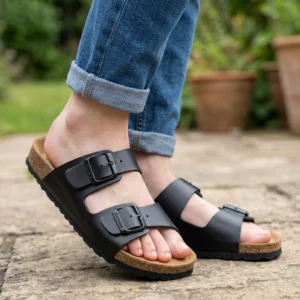 Sandalia hebillas Autenti mod. 11096 de Piel en negro