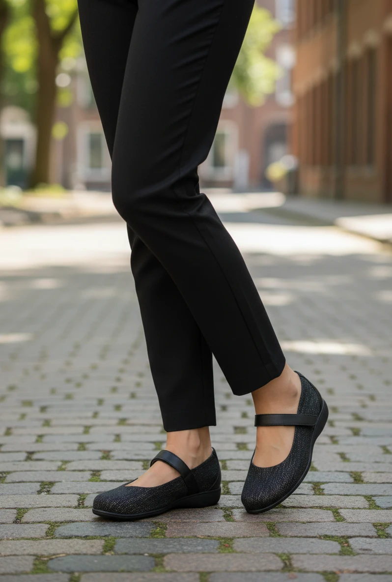 Mercedita escote empeine Calzados Reno mod. 53710 de Piel en negro