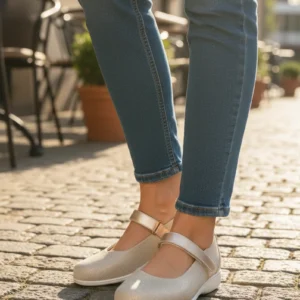 Mercedita escote empeine Calzados Reno mod. 53710 de Piel en oro