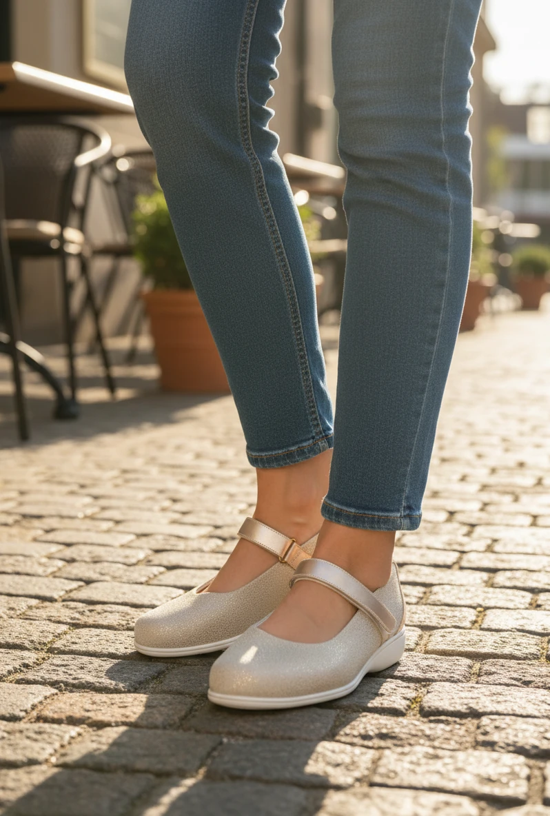 Mercedita escote empeine Calzados Reno mod. 53710 de Piel en oro