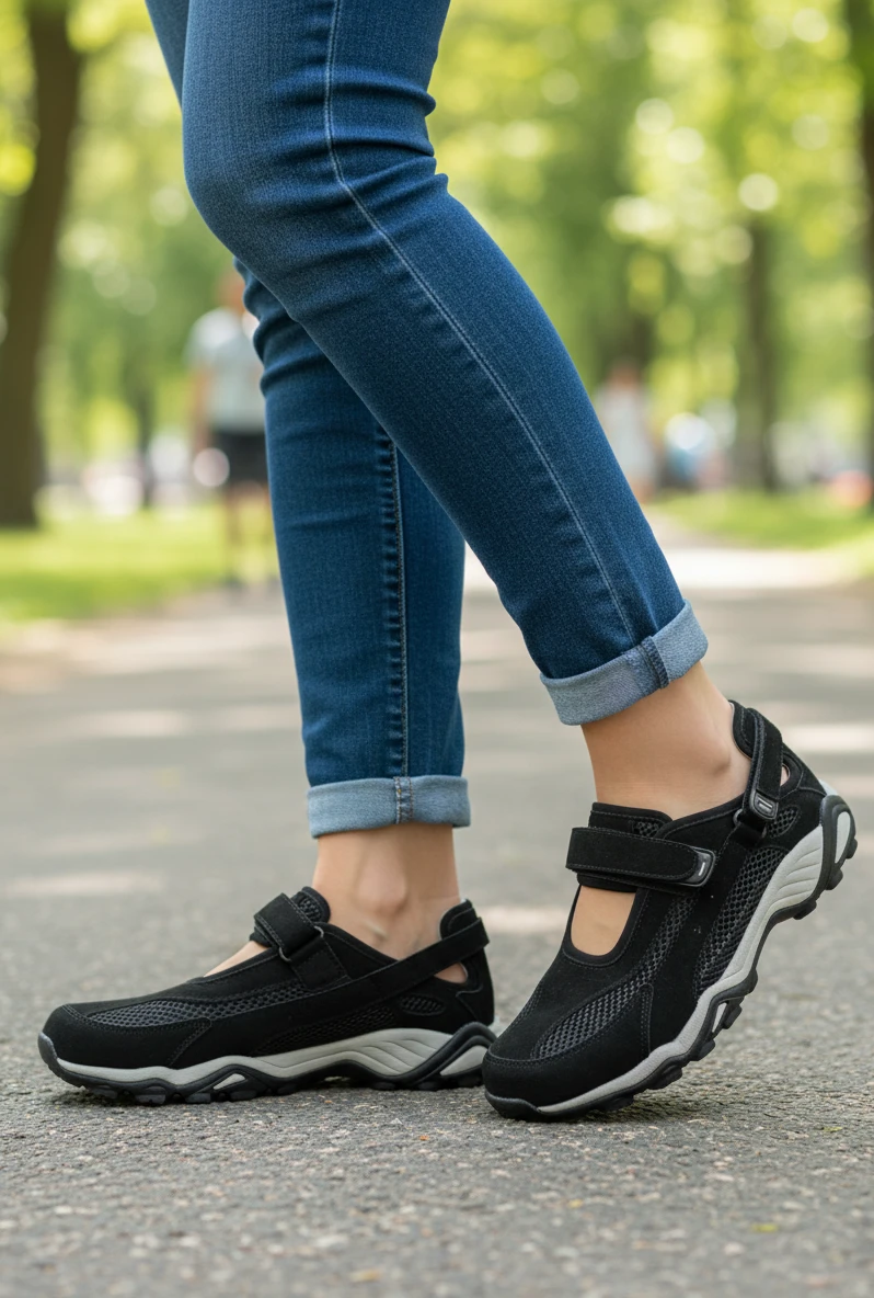 Mercedita tira velcro Calzados Reno mod. 81023 de Serraje en negro