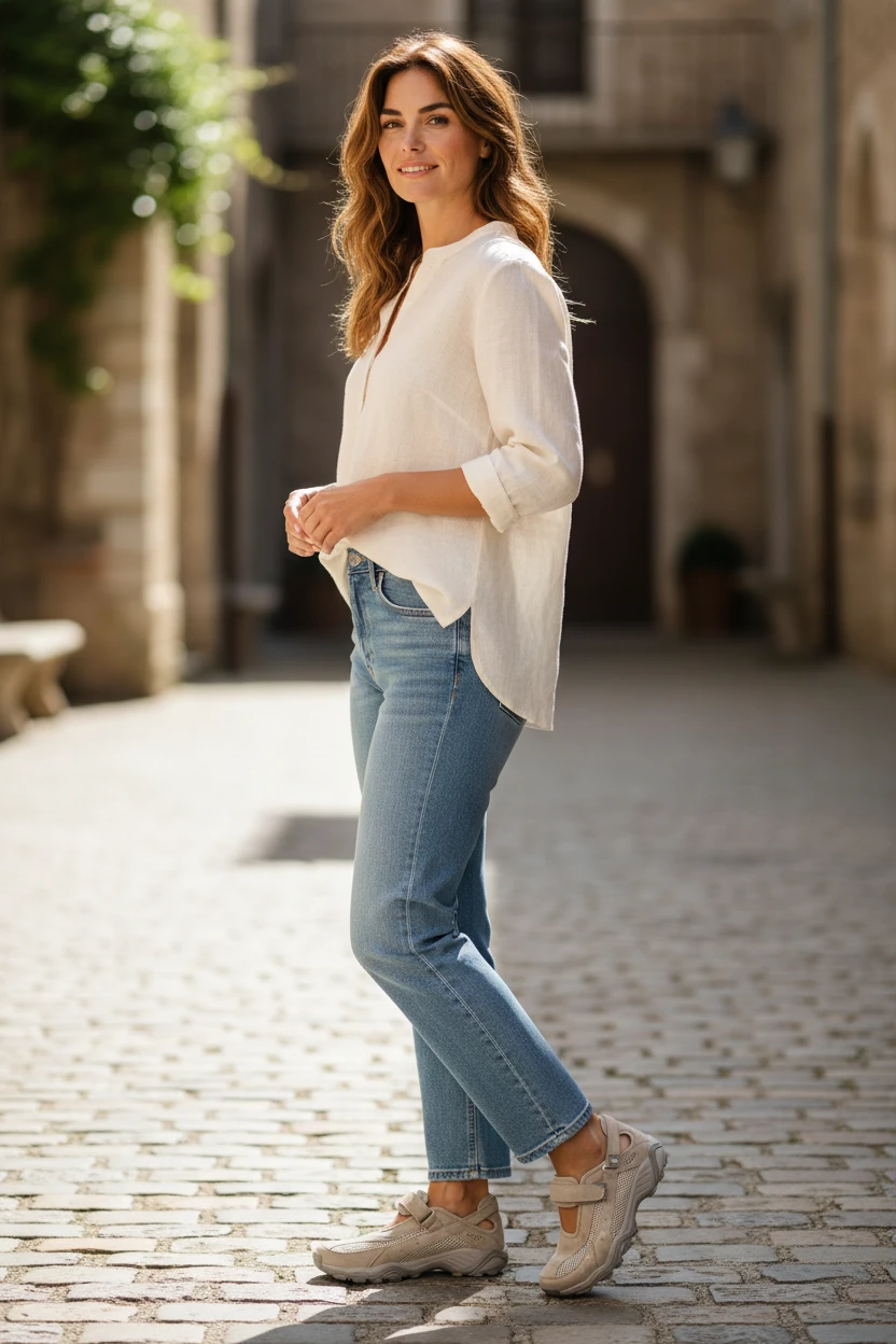 Salon tira velcro Calzados Reno mod. 81023 de Nobuck en taupe