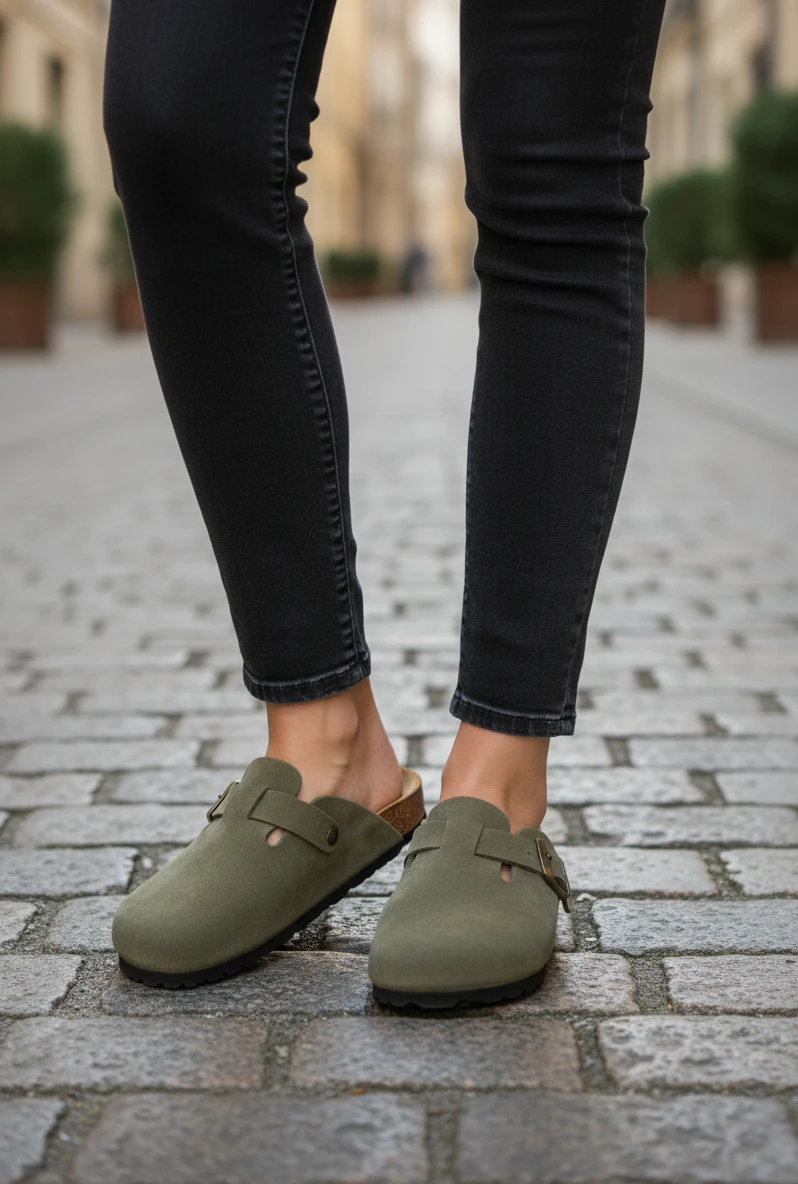 Zueco hebilla Autenti mod. 355 de Serraje en verde