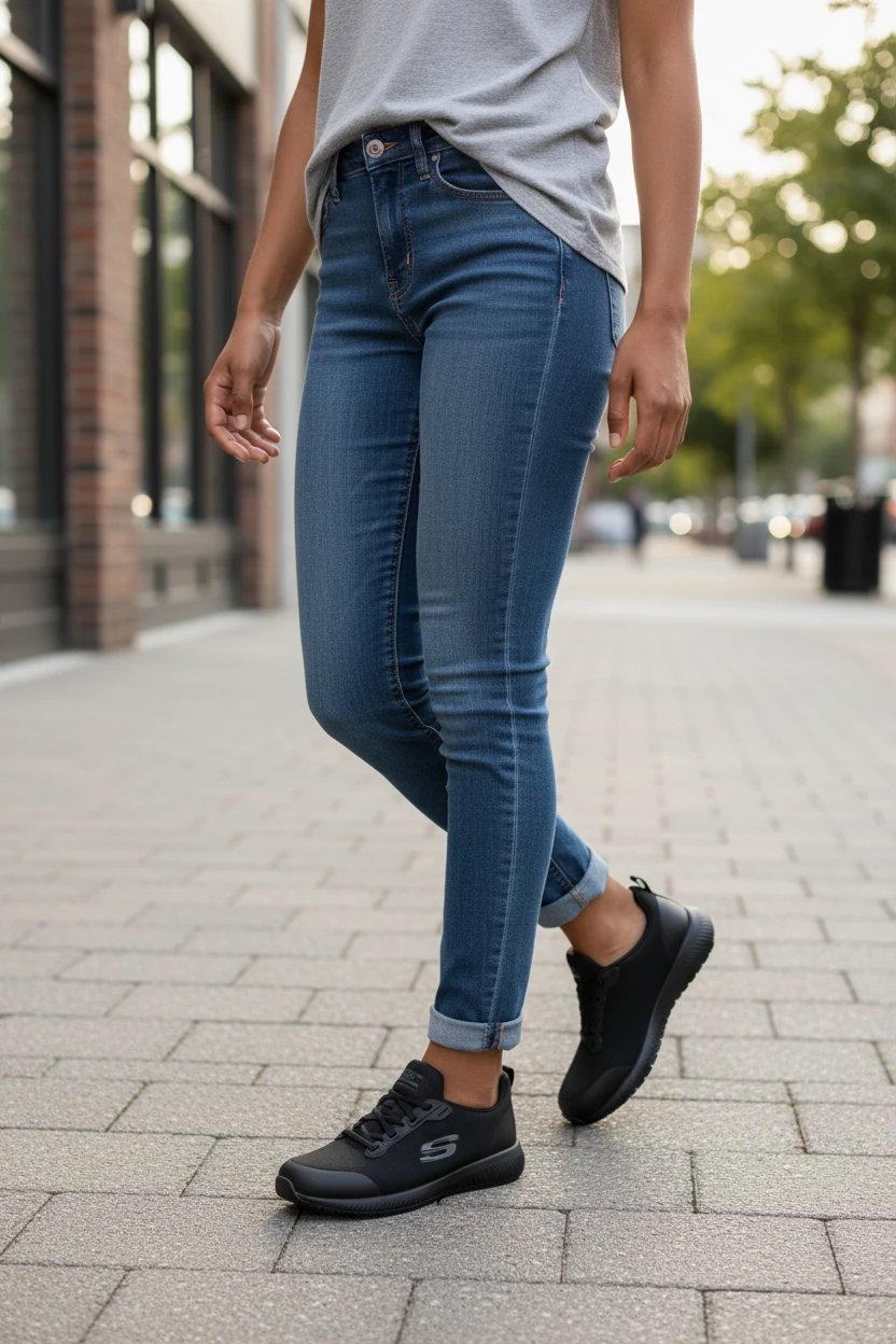 Skechers squad laboral Skechers mod. 77222EC de Malla Técnica en negro