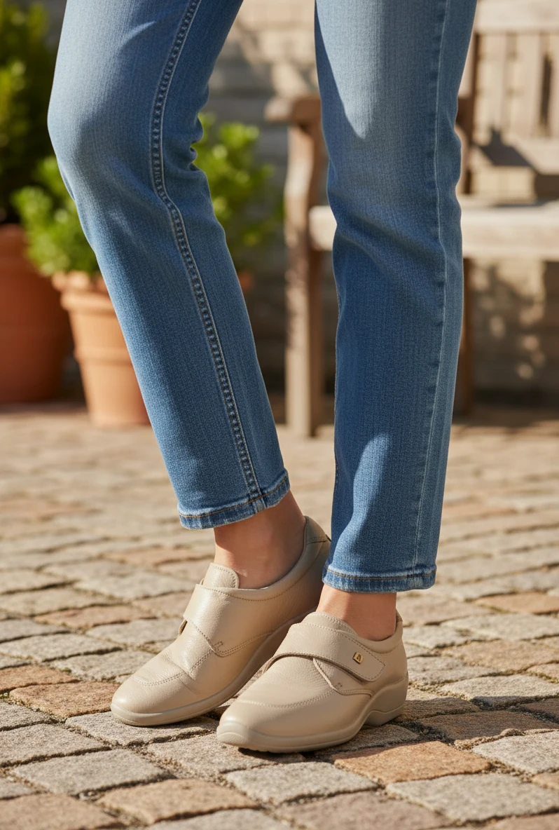 Zapato velcro taupe Calzados Reno mod. 4626 de Lytech en taupe