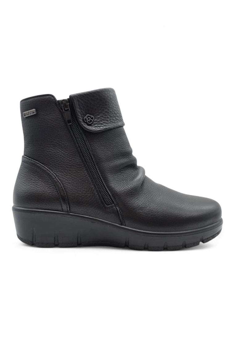Botin cuña doble cremallera Calzados Reno mod. 798-5S de Piel en negro
