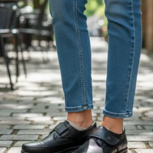 Zapato extra ancho velcro Calzados Reno mod. 942001 de Piel Napa Elást en negro