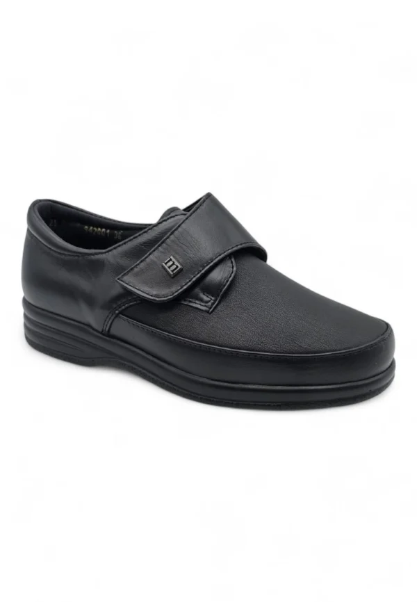 Zapato extra ancho velcro Calzados Reno mod. 942001 de Piel Napa Elást en negro - Imagen 3