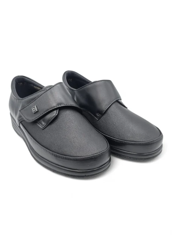 Zapato extra ancho velcro Calzados Reno mod. 942001 de Piel Napa Elást en negro - Imagen 6