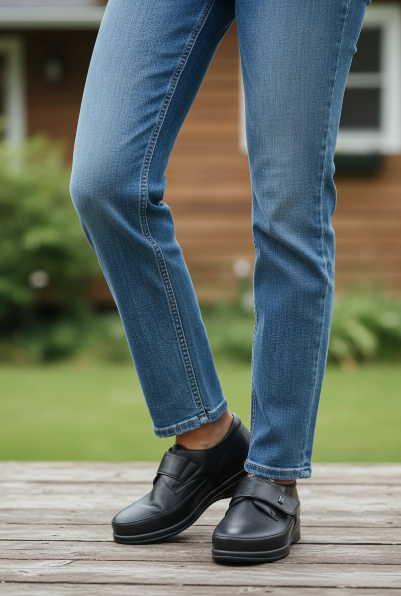 Zapato extra anch Calzados Reno mod. 502001 de Piel Napa Elást en negro