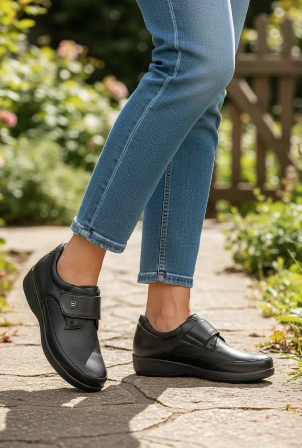 Zapato velcro negro Calzados Reno mod. 252015 de Piel Napa Elást en negro