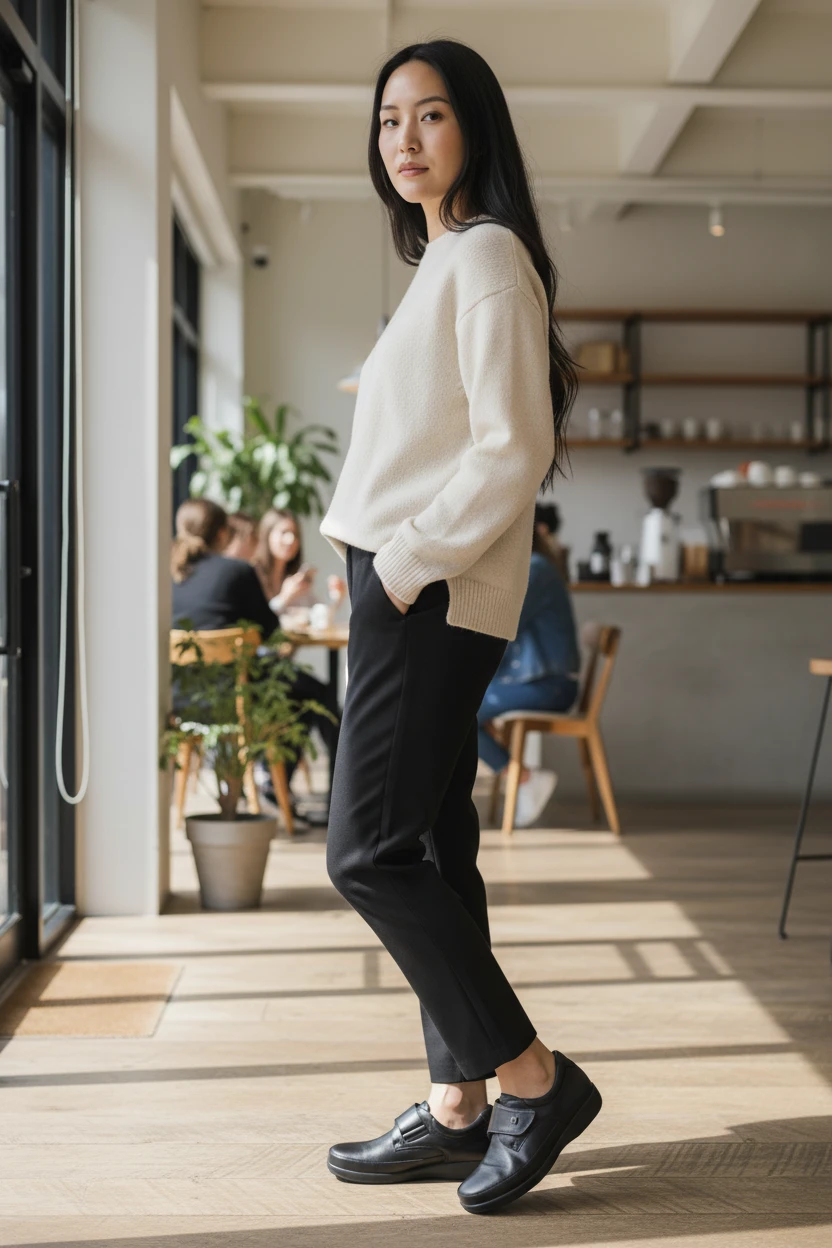 Zapato velcro negro Calzados Reno mod. 252015 de Piel Napa Elást en negro