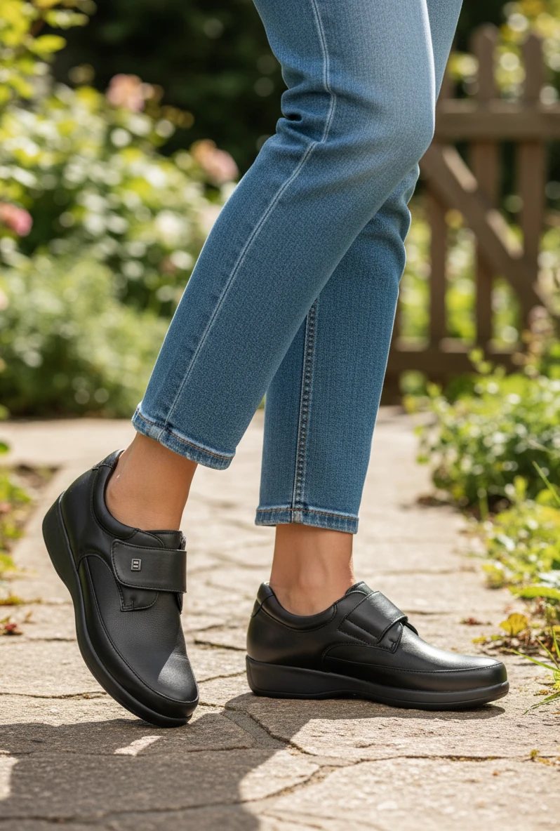 Zapato velcro negro Calzados Reno mod. 252015 de Piel Napa Elást en negro