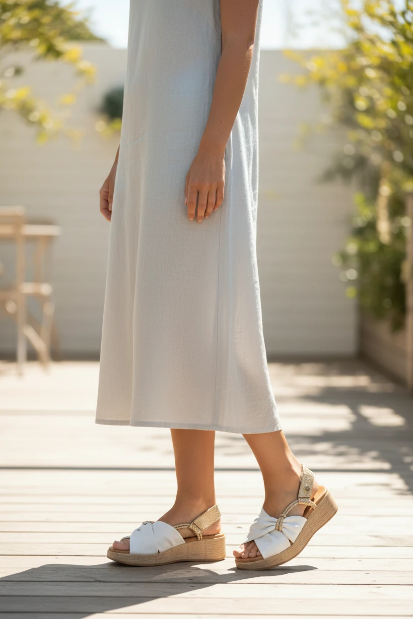 Sandalia plataforma Paula Urban mod. 33-416 de Piel en blanco