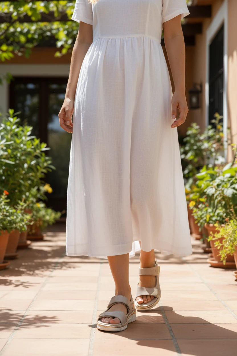 Sandalia piel velcros Calzados Reno mod. 3351 de Piel en arena