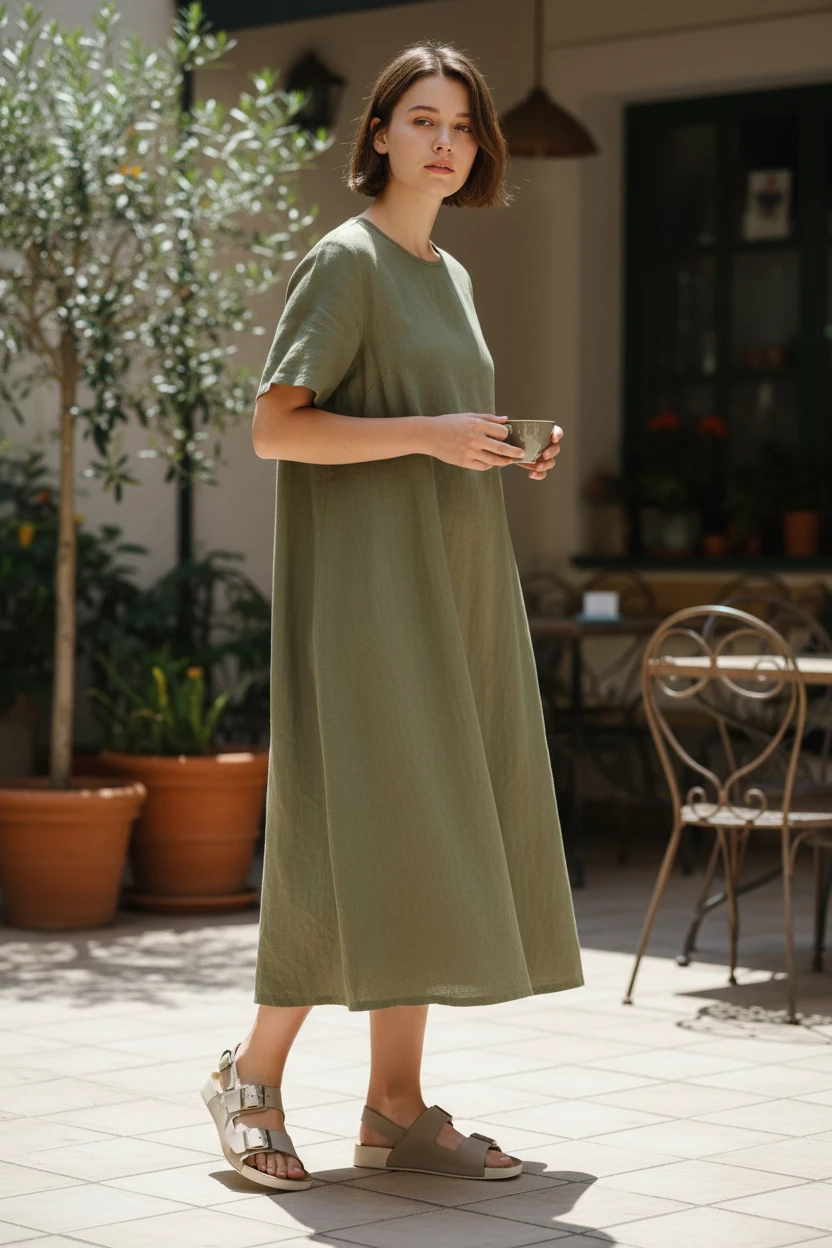 Sandalia hebillas Calzados Reno mod. 3851 de Piel en piedra