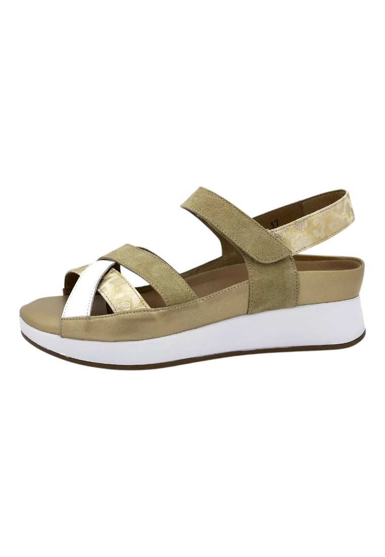 Sandalia combinada Calzados Reno mod. 250424 de Piel en oro