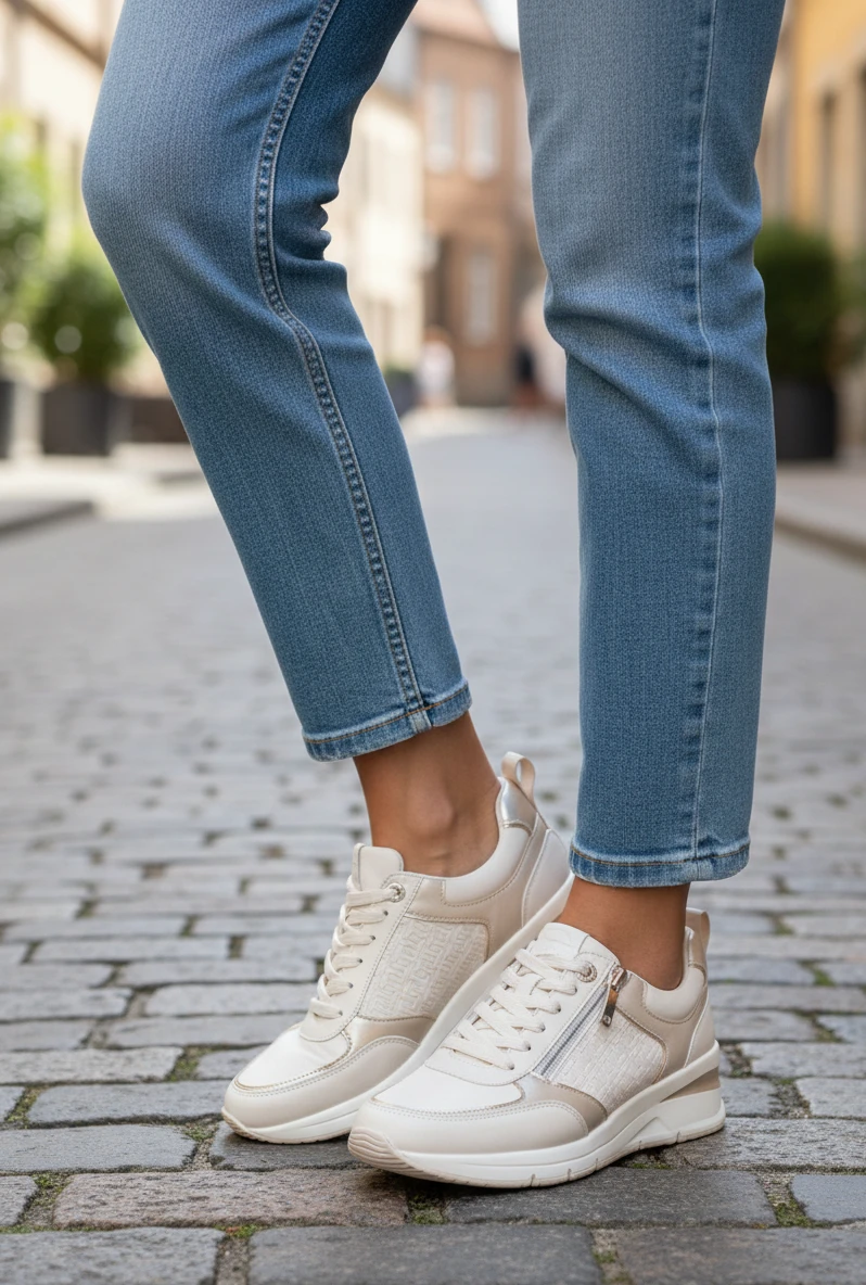 Sneaker cuña Tamaris mod. 23721 de Piel en beig