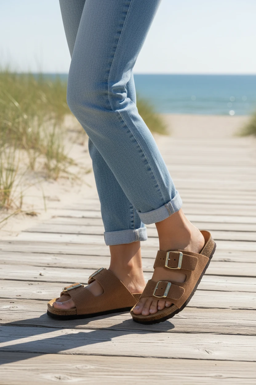 Sandalia hebillas Autenti mod. 0747 de Serraje en marron