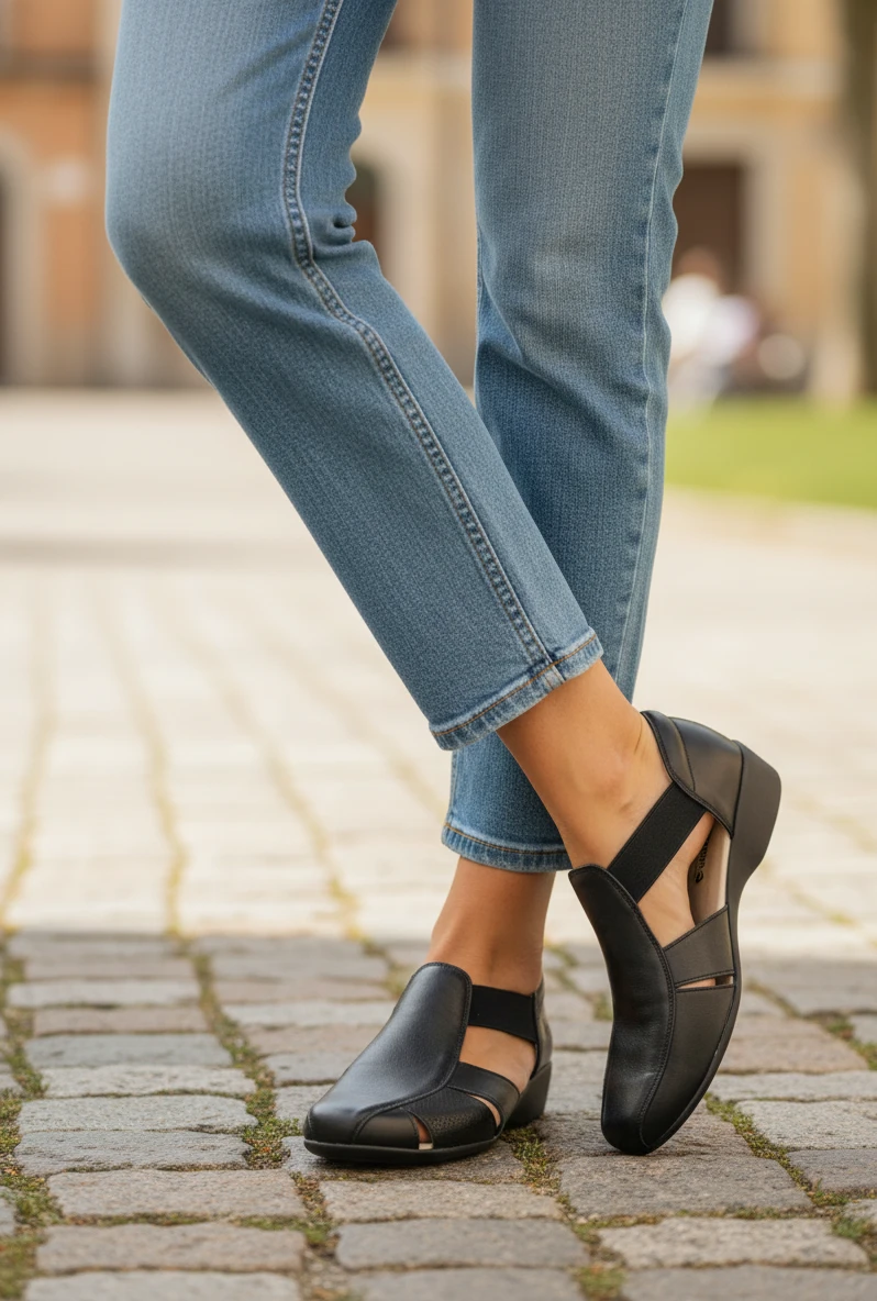 Cangrejera confort Calzados Reno mod. 2506 de Piel en negro