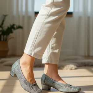 Zapato salon trenzado Calzados Reno mod. 81254 de Rafia en acero