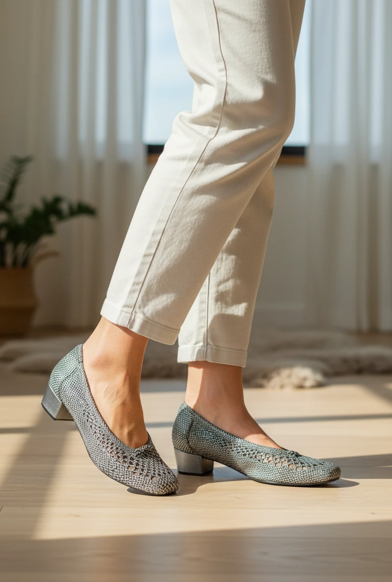 Zapato salon trenzado Calzados Reno mod. 81254 de Rafia en acero