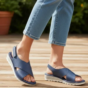 Sandalia cruzada Calzados Reno mod. 35310 de Piel en azul