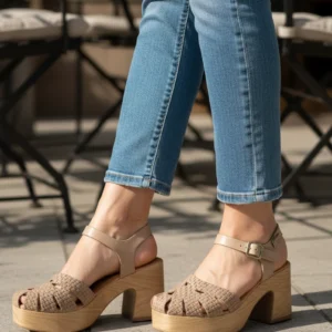 Sandalia tipo cangrejera Wikers mod. 131693 de Serraje en taupe