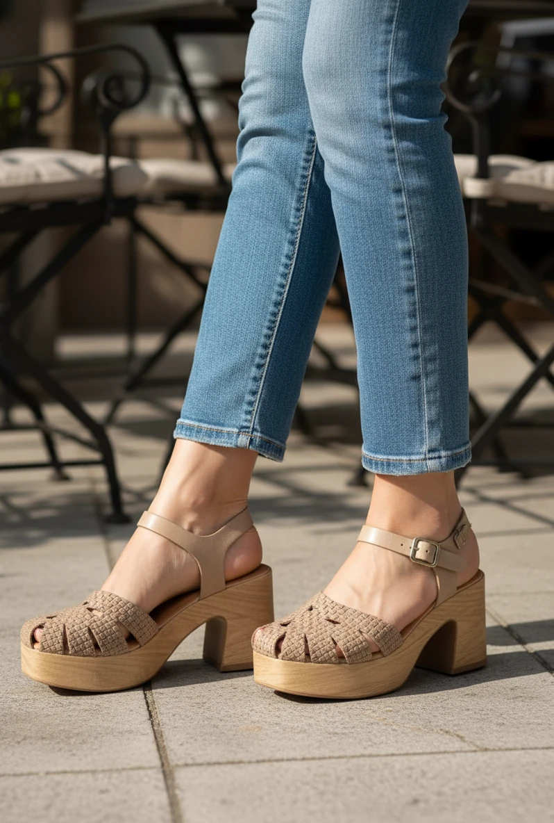 Sandalia tipo cangrejera Wikers mod. 131693 de Serraje en taupe