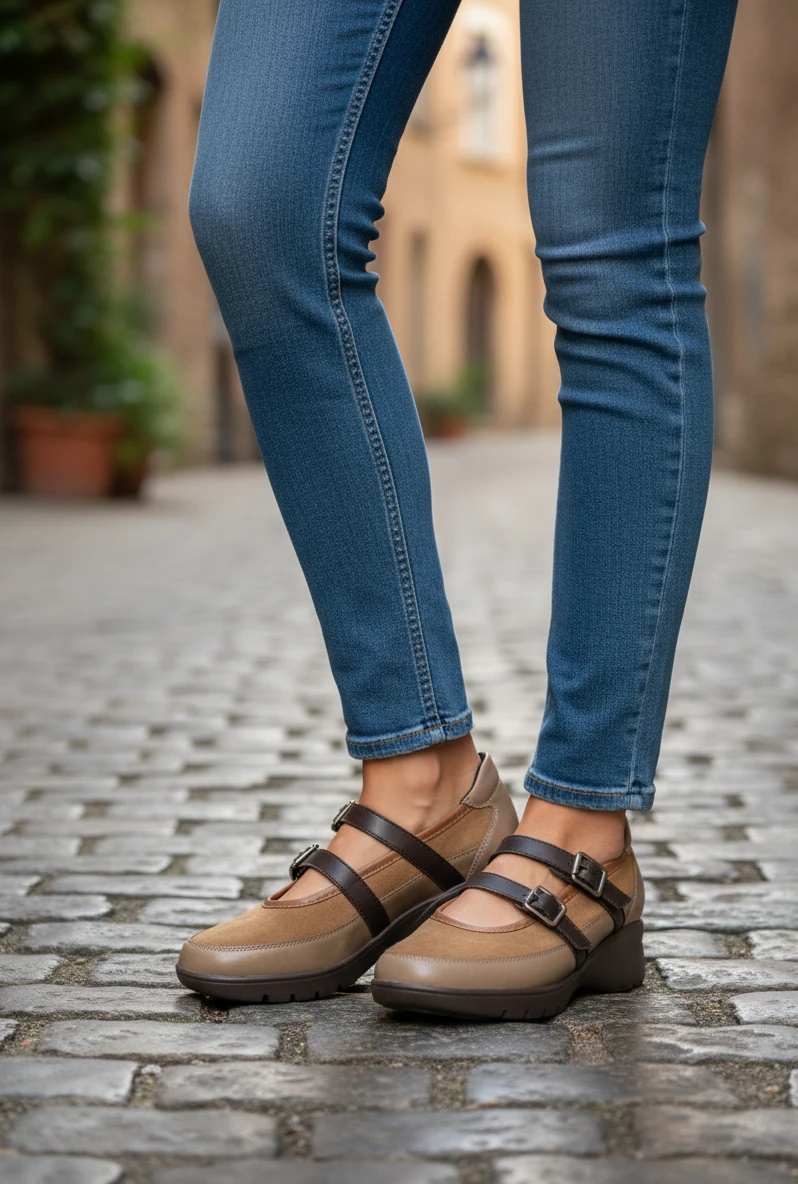 Mercedita combinada Calzados Reno mod. 255861 de Piel en taupe