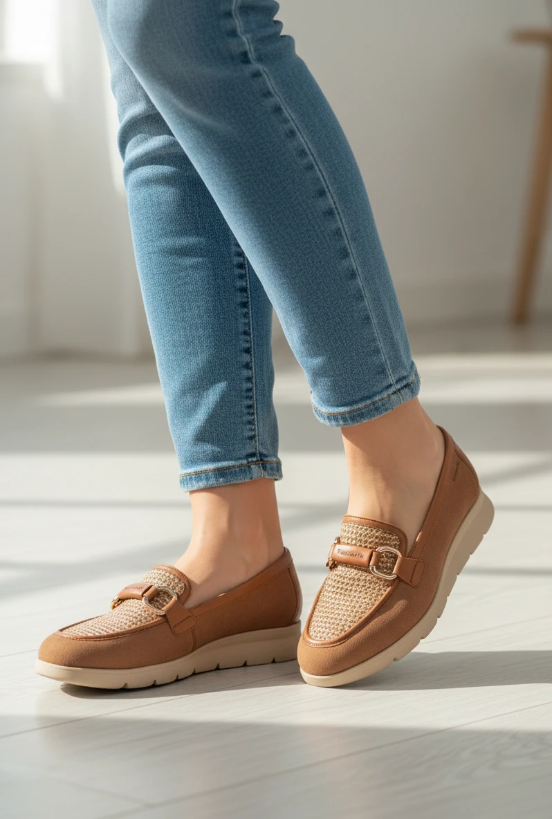 Mocasin Tamaris mod. 24628 de Nobuck en cuero