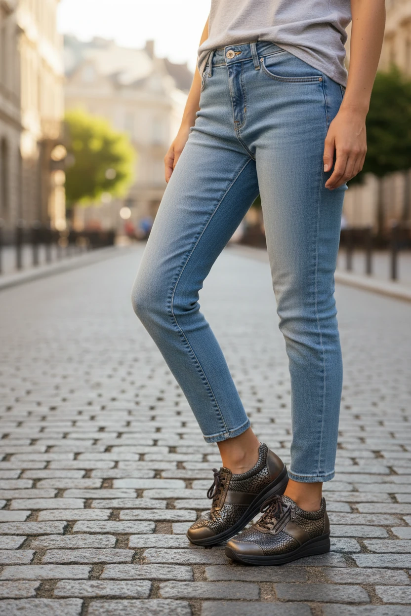 Zapato especial piel combinado Calzados Reno mod. 89176 de Piel Napa Elást en marron