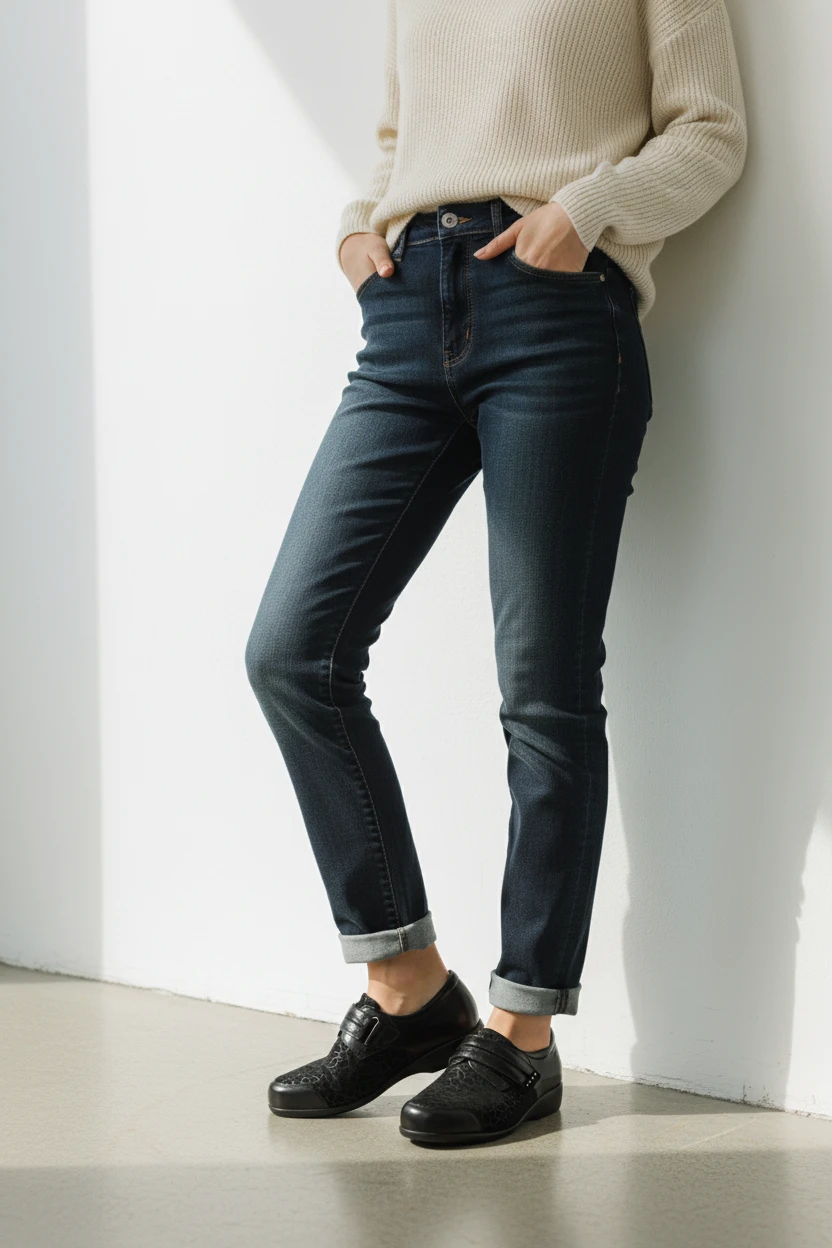 Zapato especial velcro Calzados Reno mod. 82505 de Piel Napa Elást en negro