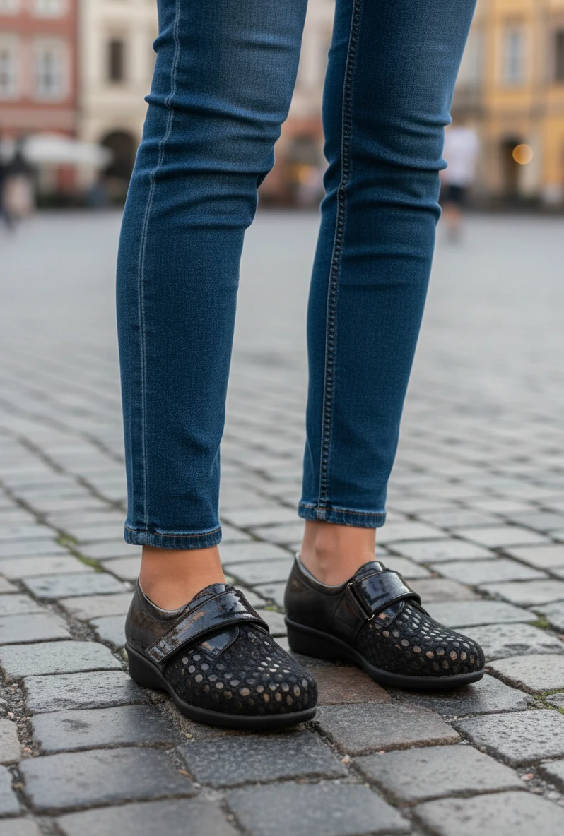 Zapato velcro Calzados Reno mod. GON-1 de Charol en marron