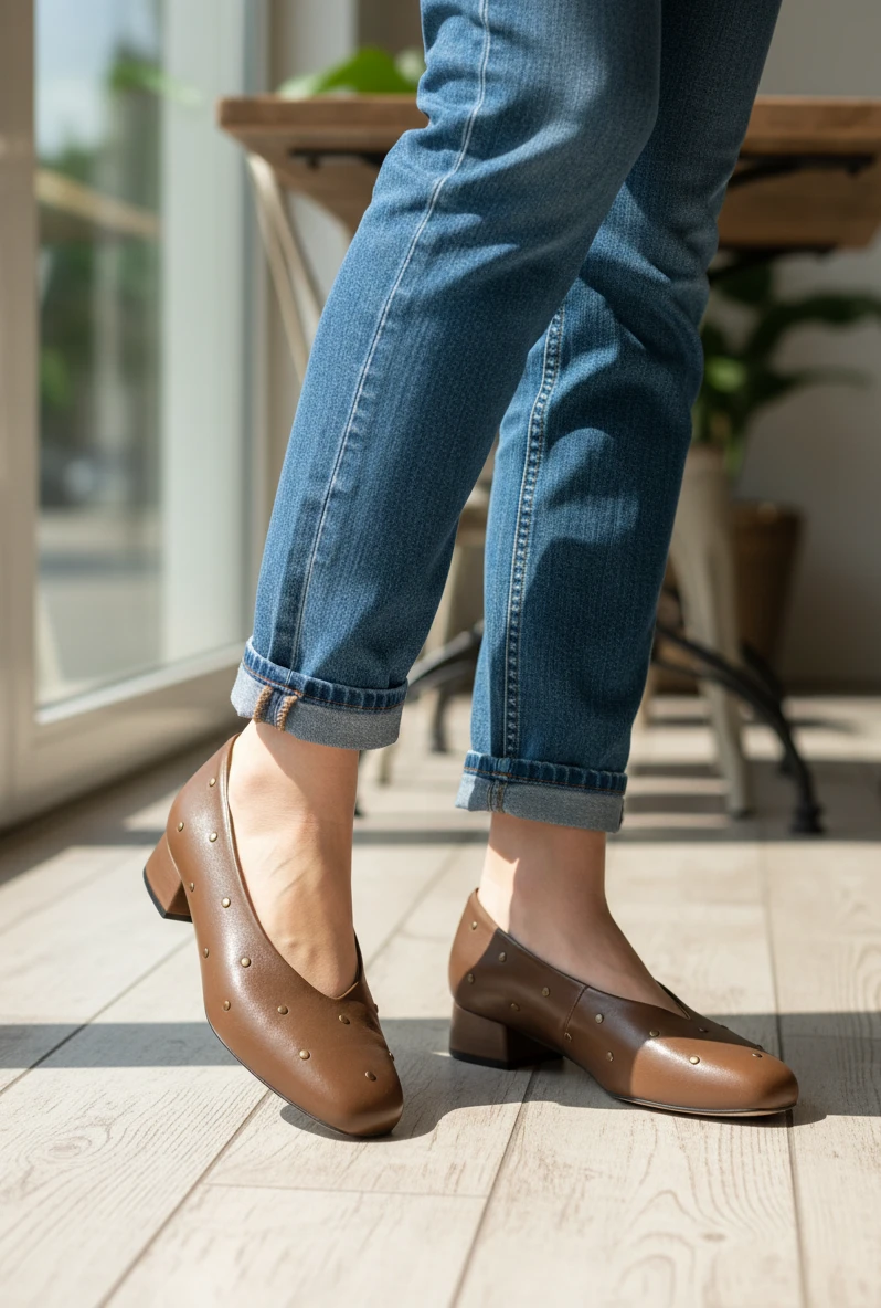 Zapato tachuelas Calzados Reno mod. 4525 de Piel en castaño