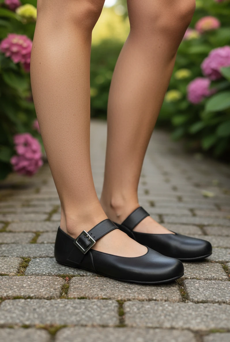 Mercedita barefoot Coquette mod. 4394 de Piel en negro