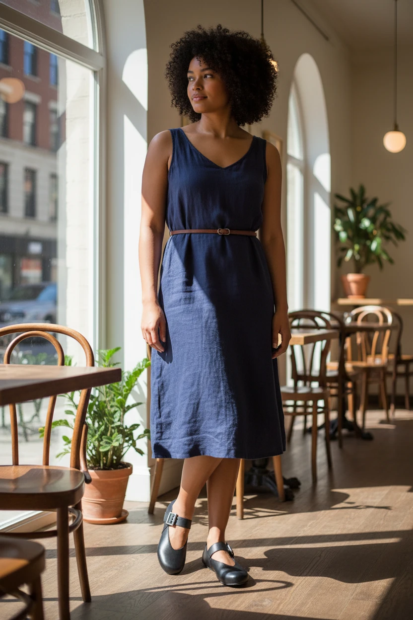 Mercedita barefoot Coquette mod. 4394 de Piel en negro