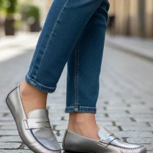 Mocasin barefoot Coquette mod. 4395 de Piel en gris