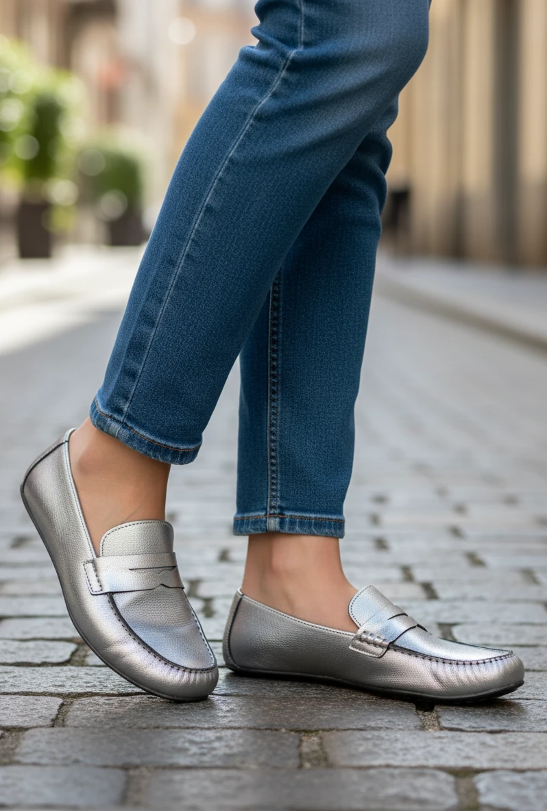 Mocasin barefoot Coquette mod. 4395 de Piel en gris
