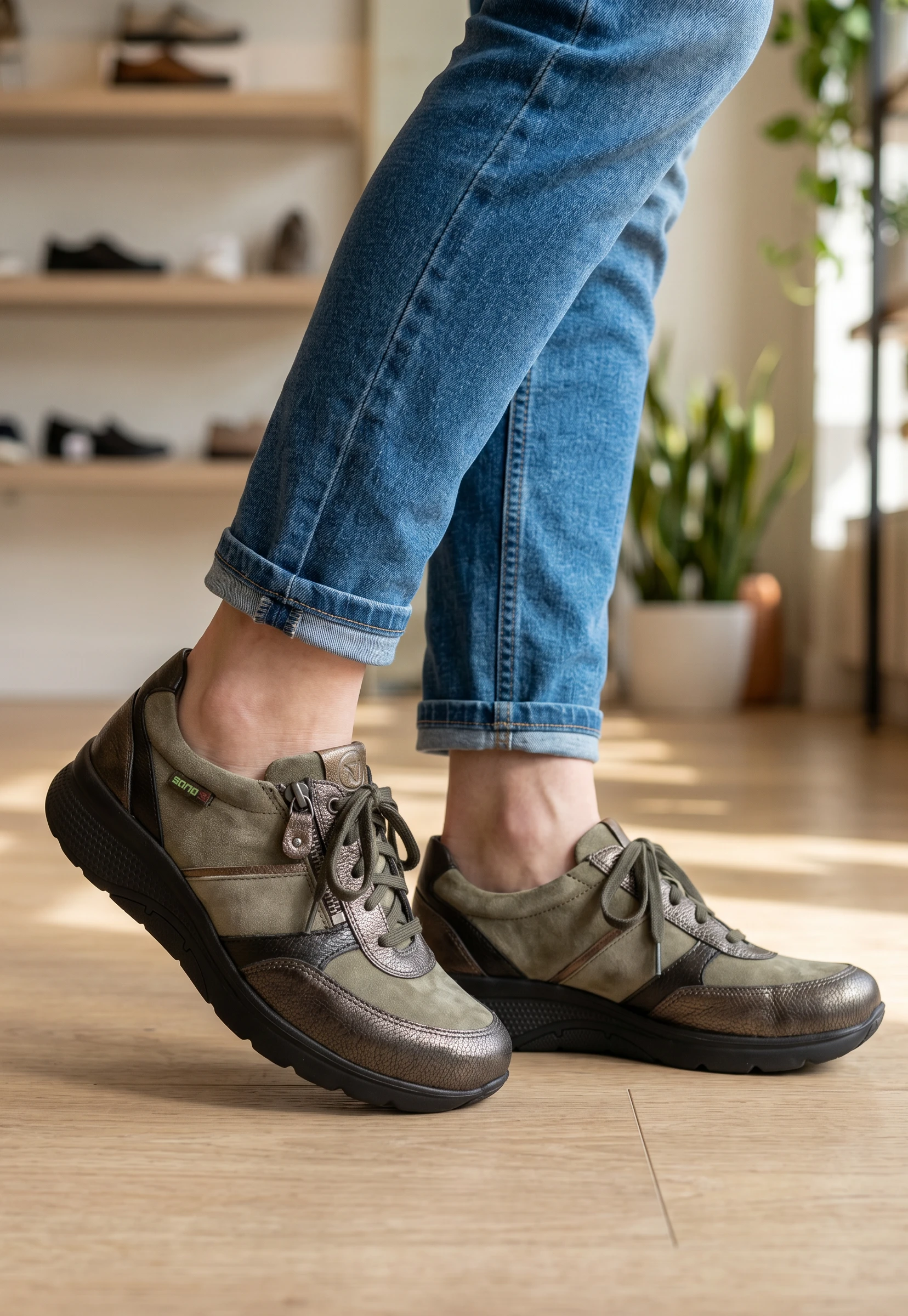 Zapatilla casual terapeutica Mephisto S.a. mod. IZAE de Piel en marron-taupe