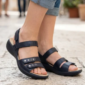 Sandalia velcros Calzados Reno mod. 86786 de Piel en negro
