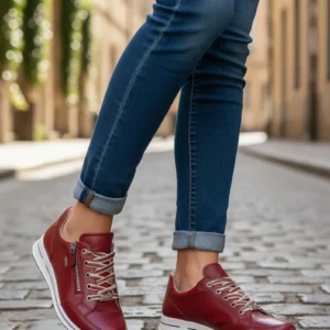 Zapatilla casual lazo Calzados Reno mod. 1254801 de Piel en rojo