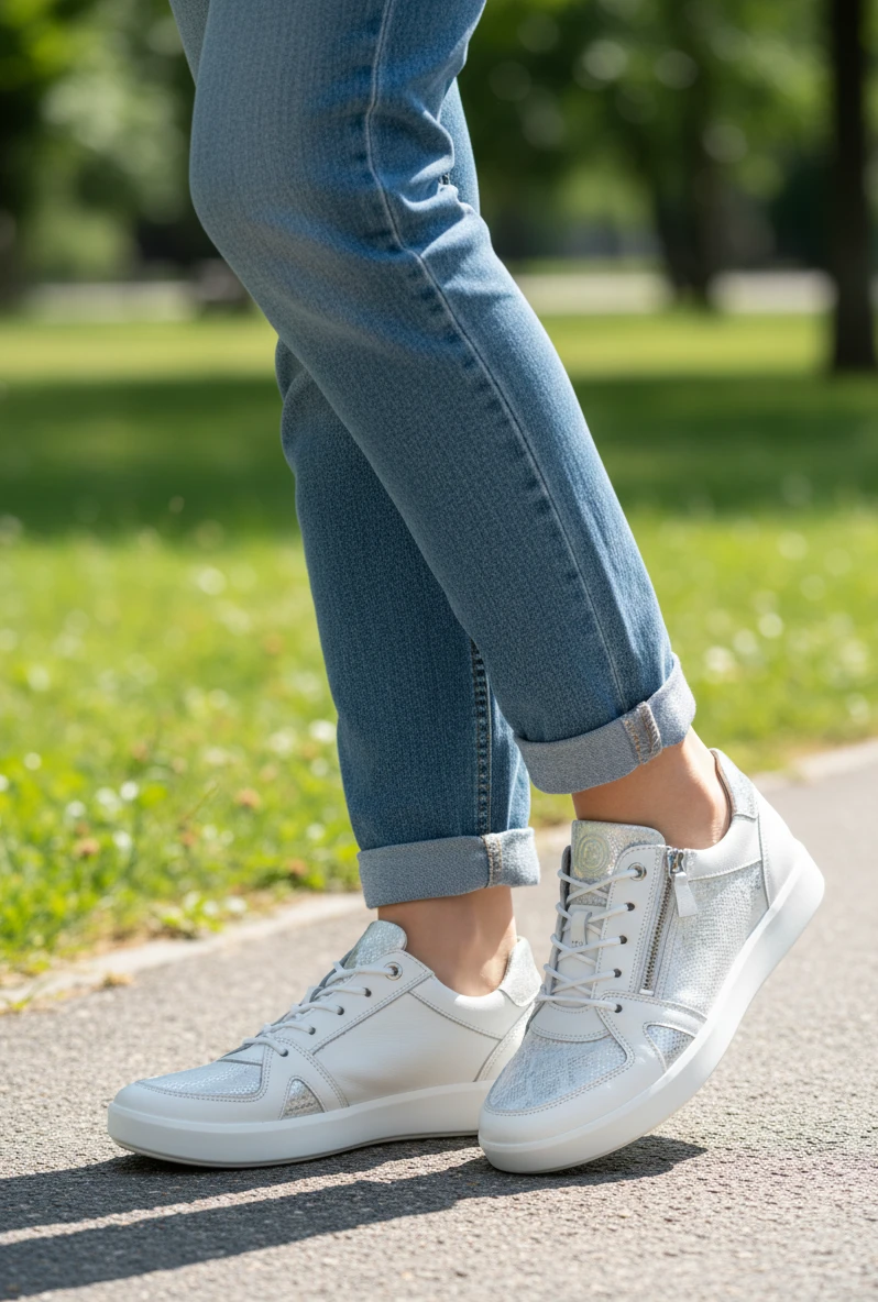 Zapatilla casual snake Calzados Reno mod. 1223914 de Piel en blanco