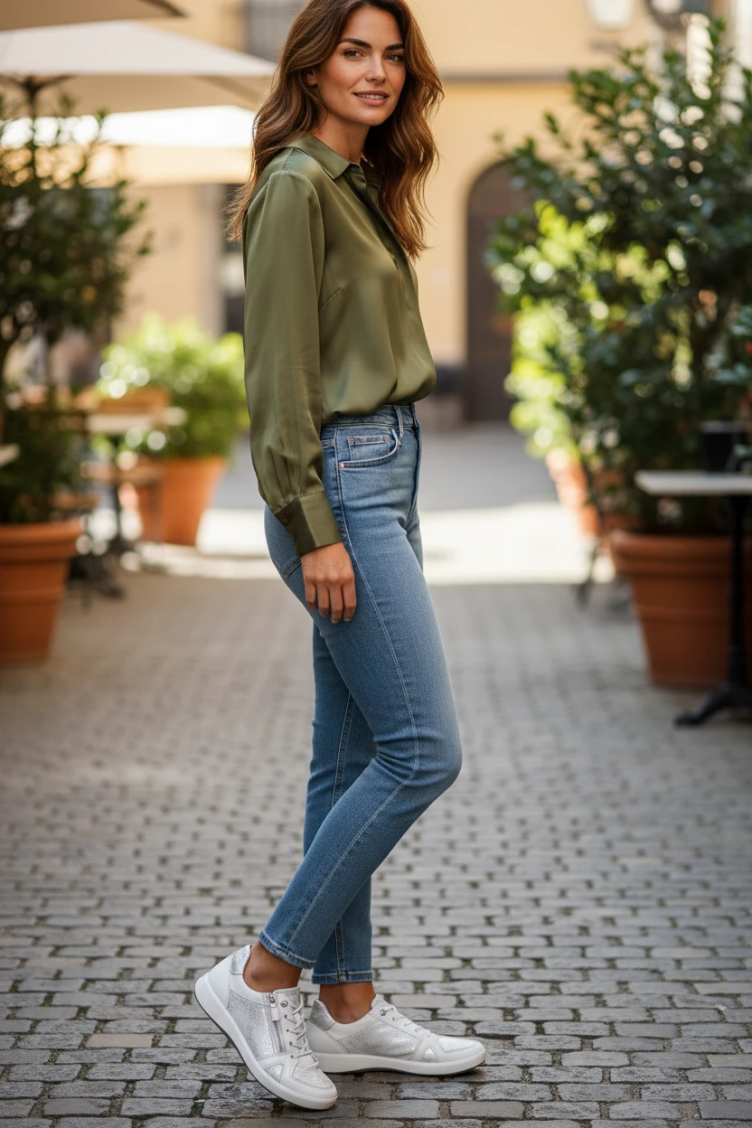 Zapatilla casual snake Calzados Reno mod. 1223914 de Piel en blanco