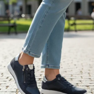 Zapatilla casual Calzados Reno mod. 1223914 de Piel en azul marino