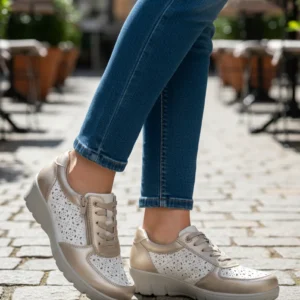 Zapato combi pala picada Calzados Reno mod. 799-21 de Piel en champagne
