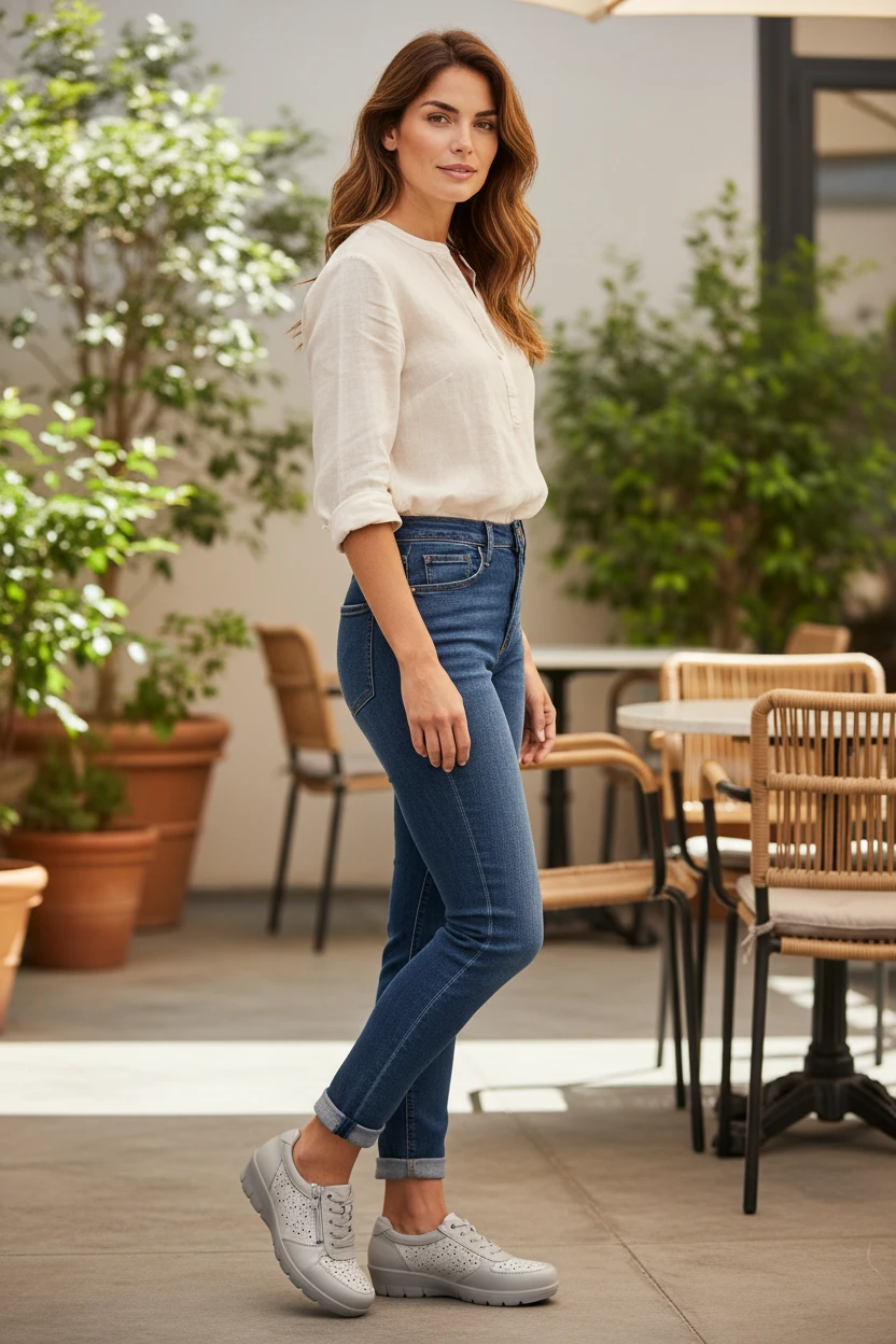 Zapato combi pala picada Calzados Reno mod. 799-21 de Piel en beig