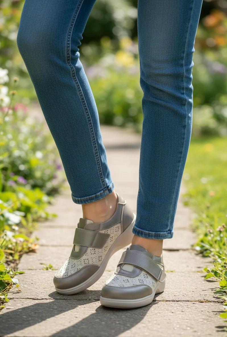 Zapato confort picado Calzados Reno mod. 52541 de Piel en taupe